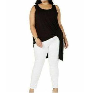Alfani Women's Black Knotted Hi/Lo Sleeveless Stretch Tunic Tank Top Plus Sz 1X